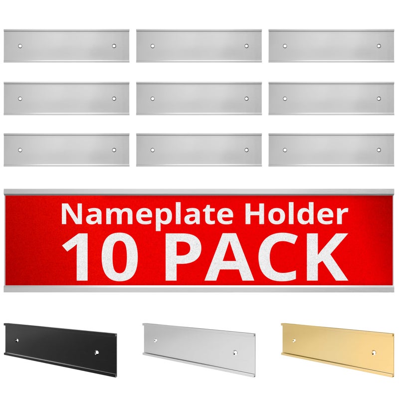 NapTags Nameplate Holder - Wall or Door - Silver 8 x 2 in a 10 Pack - Image 1